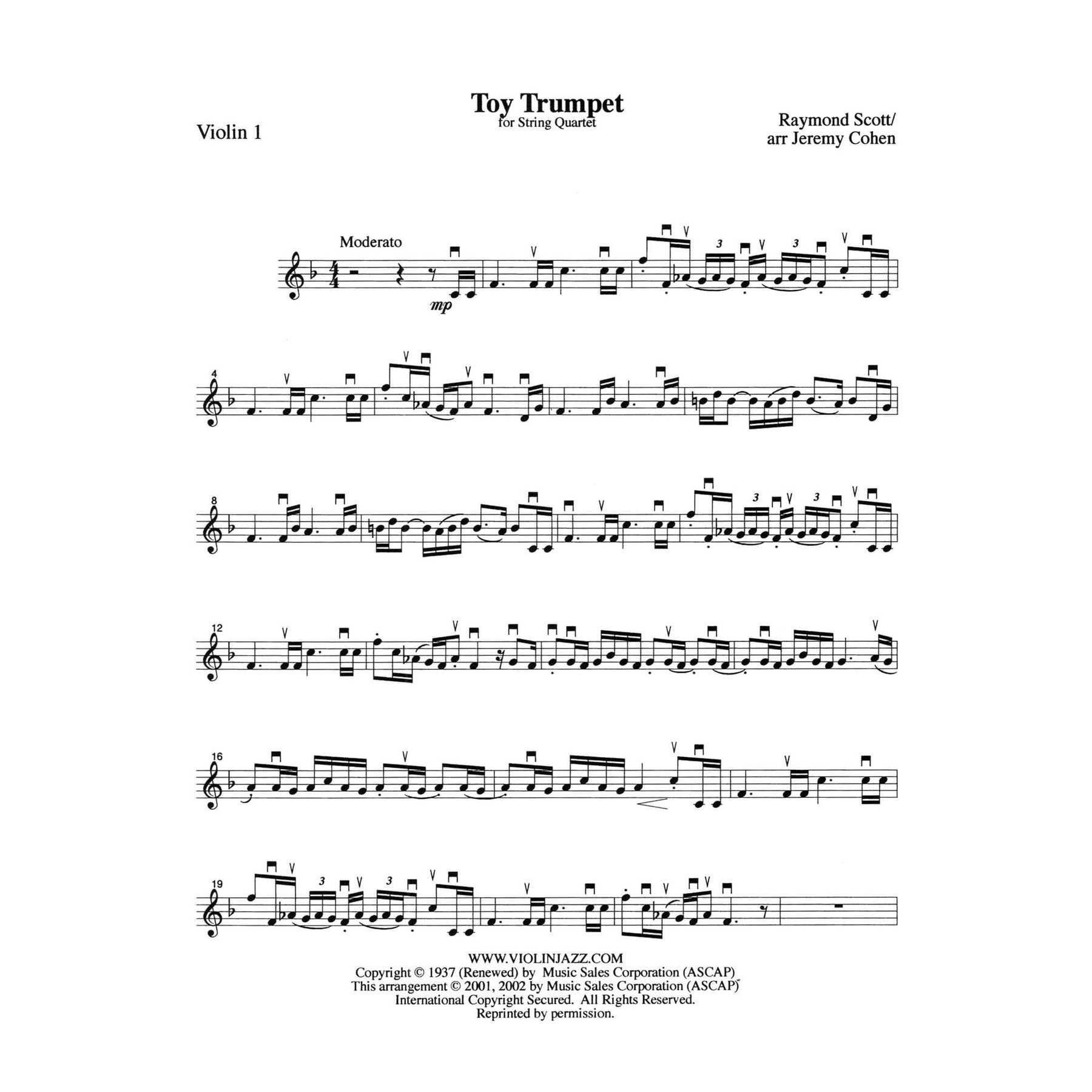 Scott, Raymond - The Penguin - Raymond Scott Collection - for String Quartet - arranged by Jeremy Cohen - Violinjazz Editions