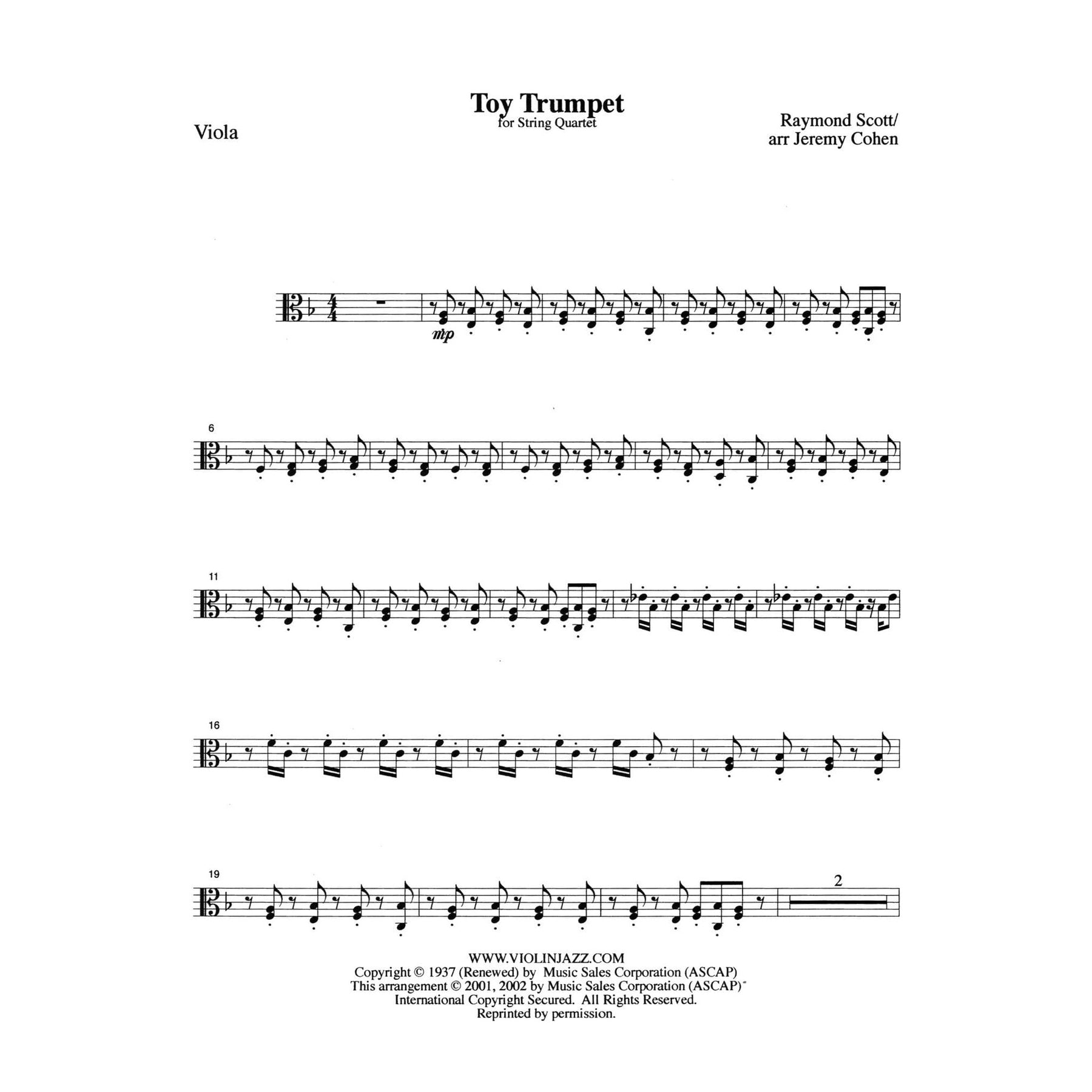 Scott, Raymond - Powerhouse, The Penguin, Siberian Sleighride, and Toy Trumpet - Raymond Scott Collection - for String Quartet - arranged by Jeremy Cohen - Violinjazz Editions