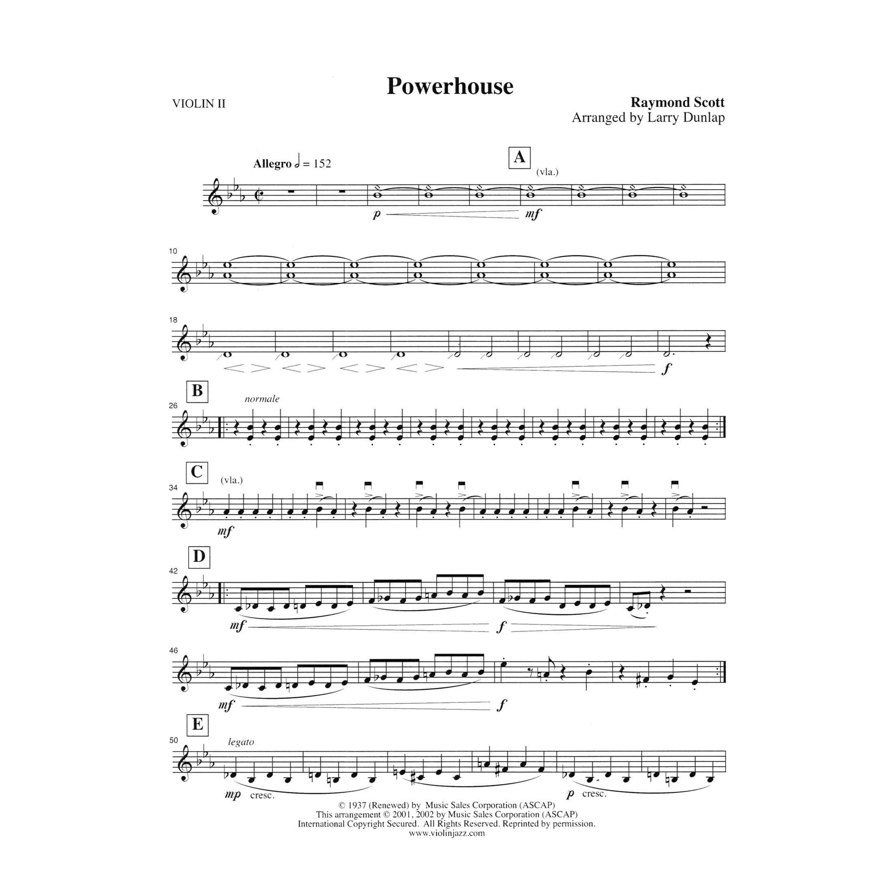 Scott, Raymond - Powerhouse, The Penguin, Siberian Sleighride, and Toy Trumpet - Raymond Scott Collection - for String Quartet - arranged by Jeremy Cohen - Violinjazz Editions