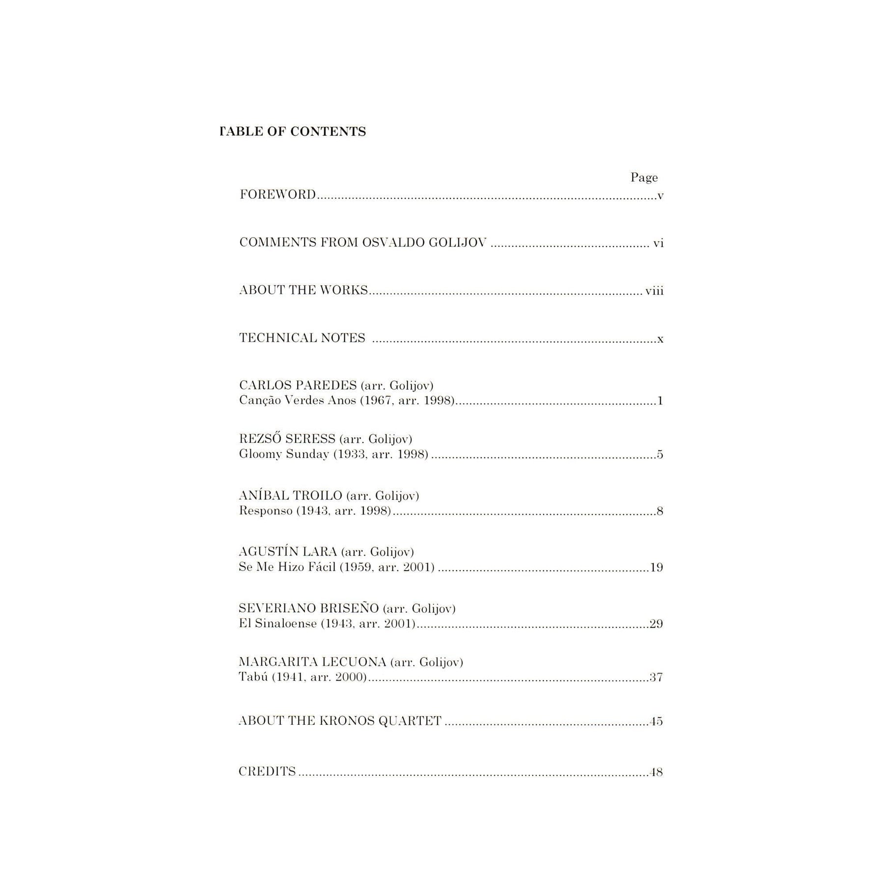 Kronos Collection - Volume 2 - for String Quartet - arranged by Osvaldo Golijov - Boosey & Hawkes