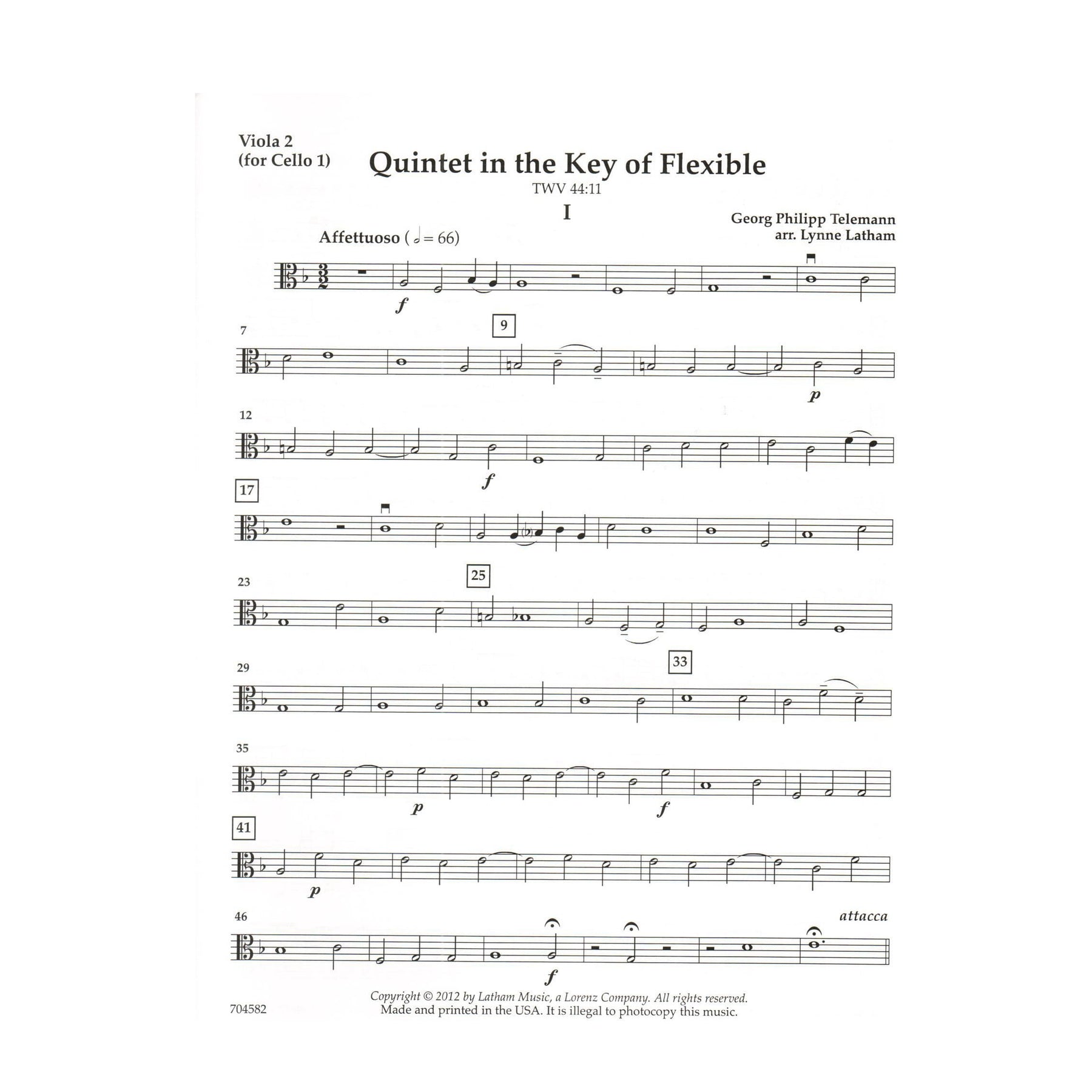 Quintet in the Key of Flexible - Work by G.P. Telemann - Arranged for Flexible String Quintet by Lynne Latham