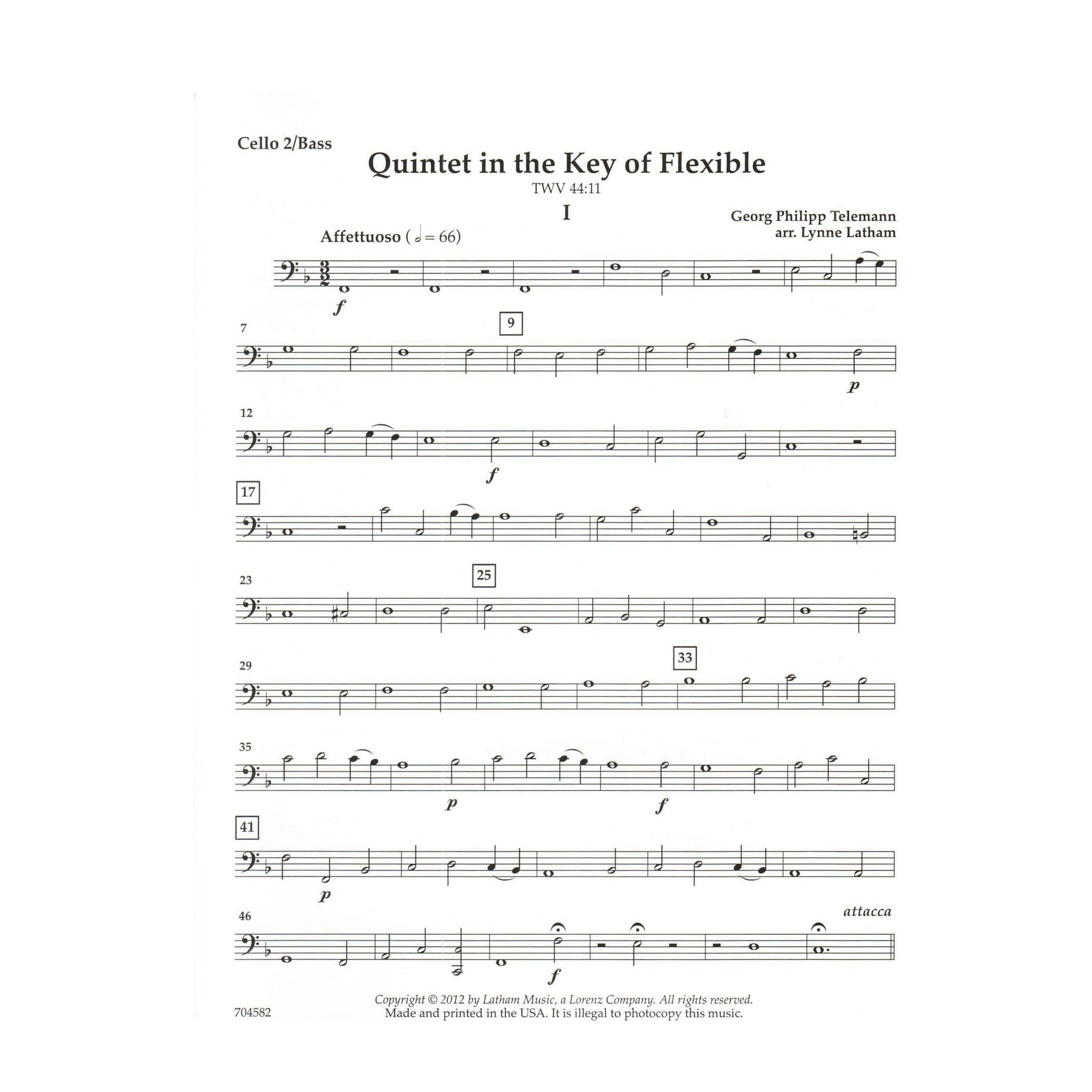 Quintet in the Key of Flexible - Work by G.P. Telemann - Arranged for Flexible String Quintet by Lynne Latham