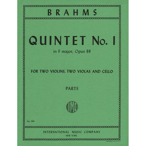 Brahms, Johannes - Quintet No 1 In F Major Op 88 for Two Violins, Two Violas and Cello - Arranged by the Gewandhaus Quartet - International Edition