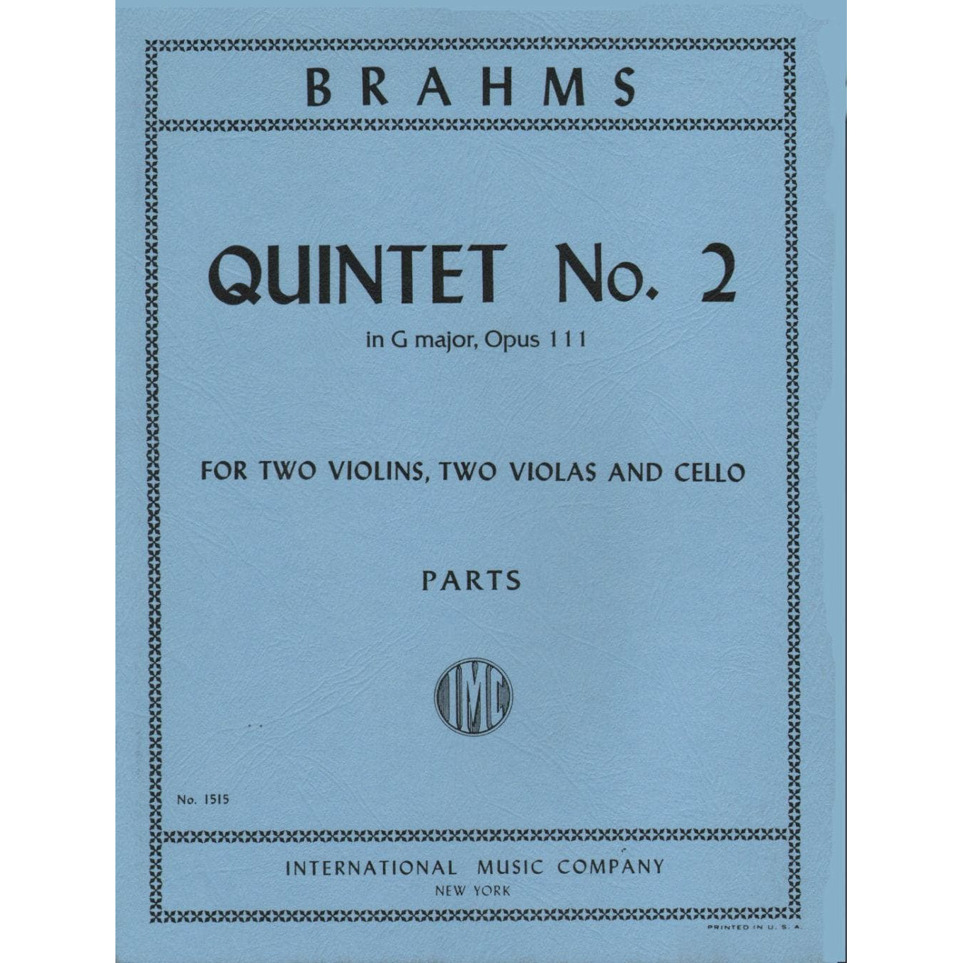 Brahms, Johannes - Quintet No 2 In G Major Op 111 for Two Violins, Two Violas and Cello - Arranged by the Gewandhaus Quartet - International Edition