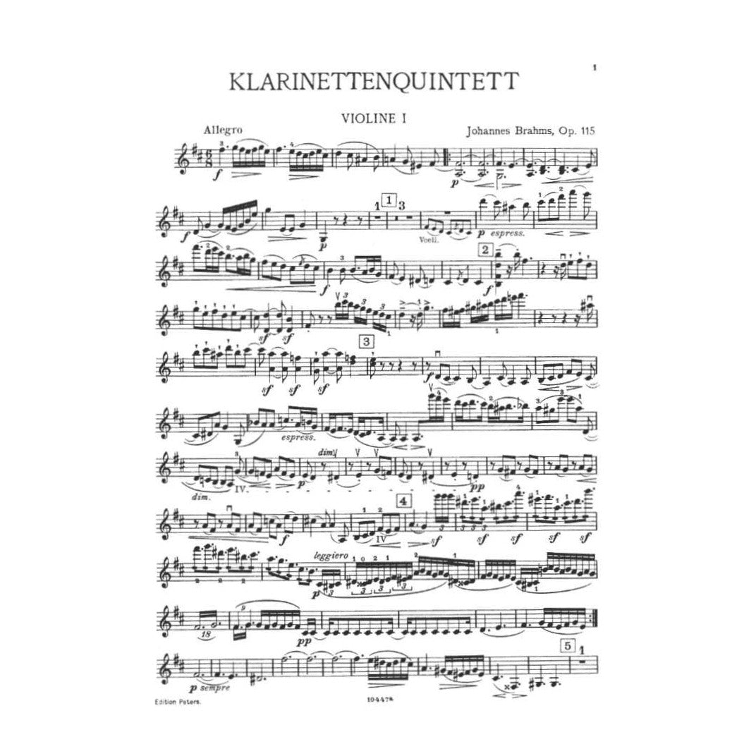 Brahms, Johannes - Clarinet Quintet in b minor Op 115 for Two Violins, Two Violas and Cello - Arranged by the Gewandhaus Quartet - Peters Edition