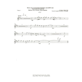 Bach, J.S. - Before Thy Throne I Now Appear, BWV 432 - for String Quintet or String Orchestra - arranged by Dishinger - Medici Music Press