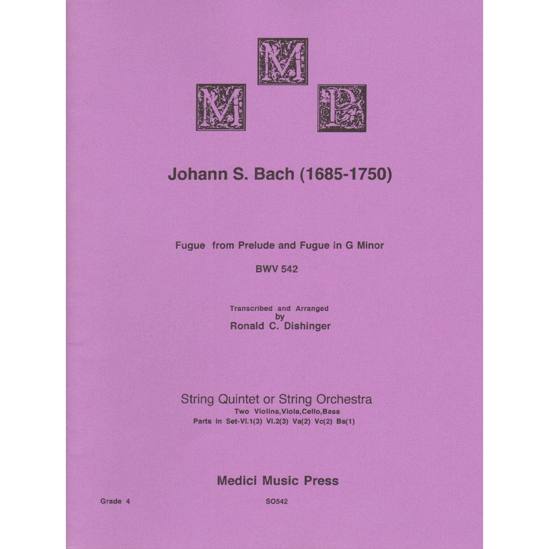 Bach, J.S. - Fugue from Prelude and Fugue (BWV 542) - for String Orchestra - arranged by Dishinger - Medici Music Press