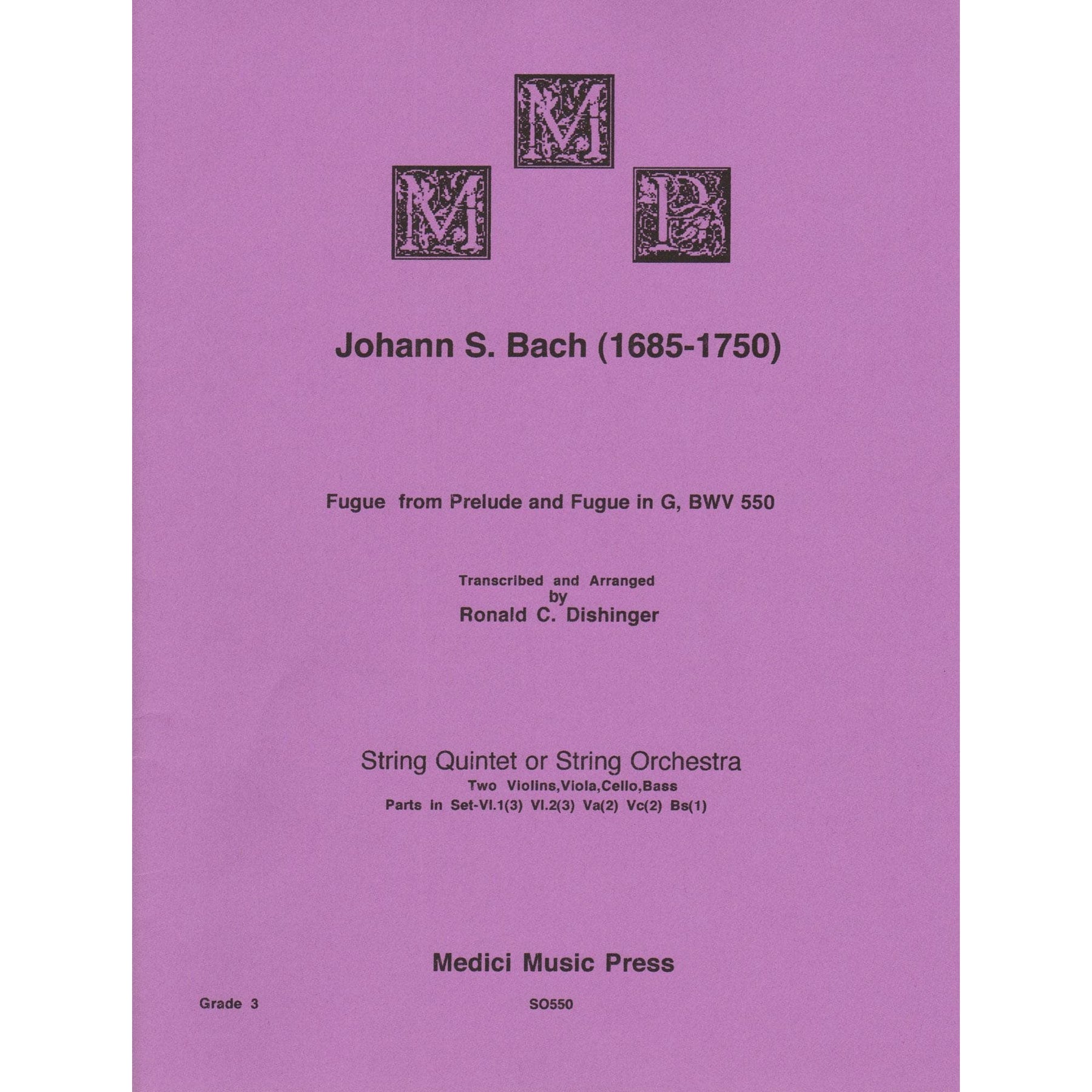 Bach, J.S. - Fugue from Prelude and Fugue in G (BWV 550) - for String Orchestra - arranged by Dishinger - Medici Music Press