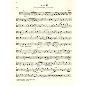 Brahms, Johannes - String Sextet No. 1 in B-flat Major, Op. 18 - URTEXT Published by G Henle Verlag