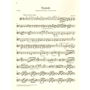 Brahms, Johannes - String Sextet No. 1 in B-flat Major, Op. 18 - URTEXT Published by G Henle Verlag