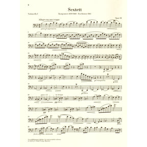 Brahms, Johannes - String Sextet No. 1 in B-flat Major, Op. 18 - URTEXT Published by G Henle Verlag