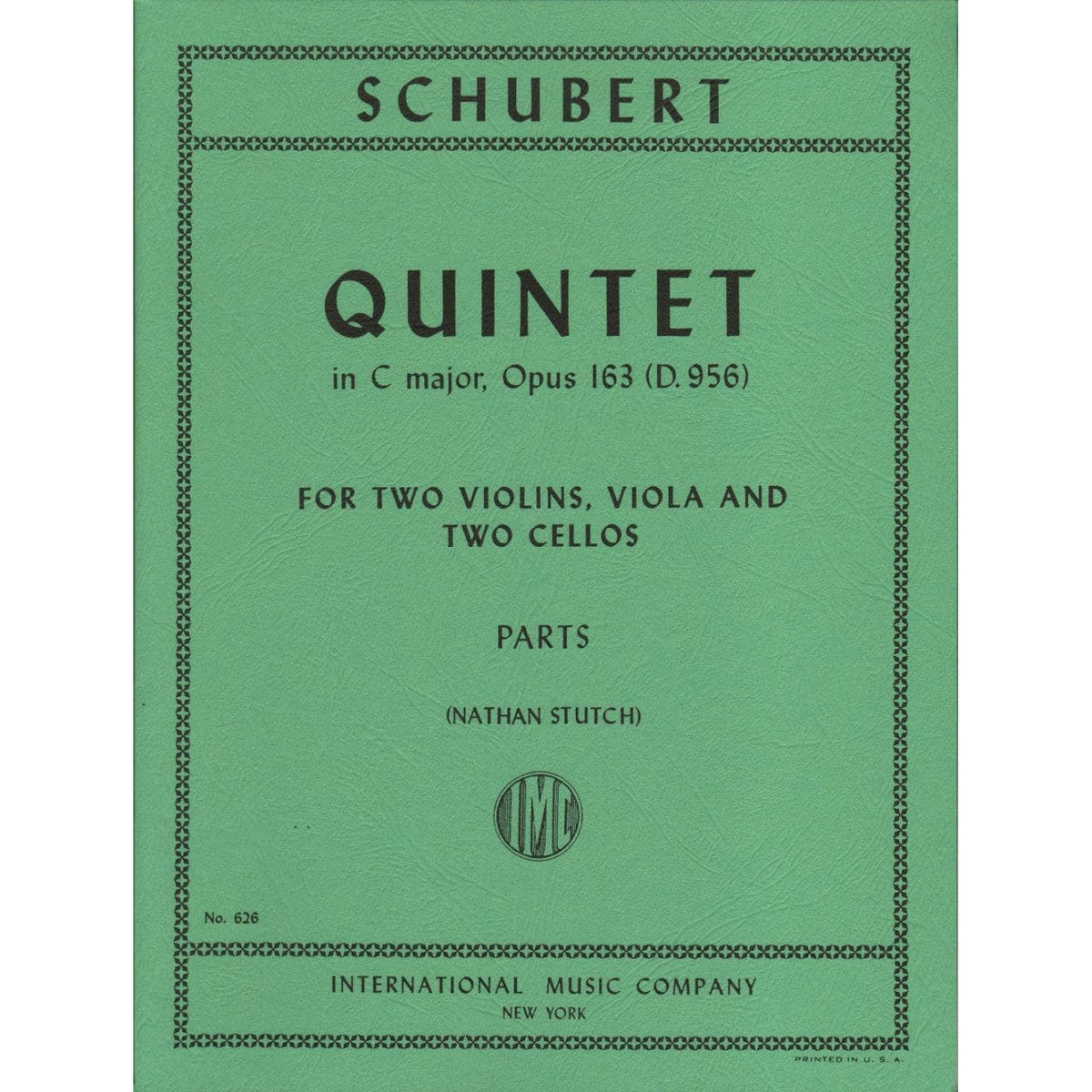 Schubert, Franz - Quintet In C Major, Op 163, D 956 - PARTS ONLY - International Music Company