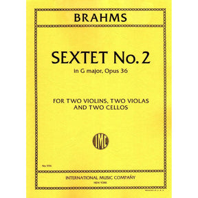 Brahms, Johannes - Sextet No 2 in G Major, Op 36 - Two Violins, Two Violas and Two Cellos - Set of Parts - International Music Company
