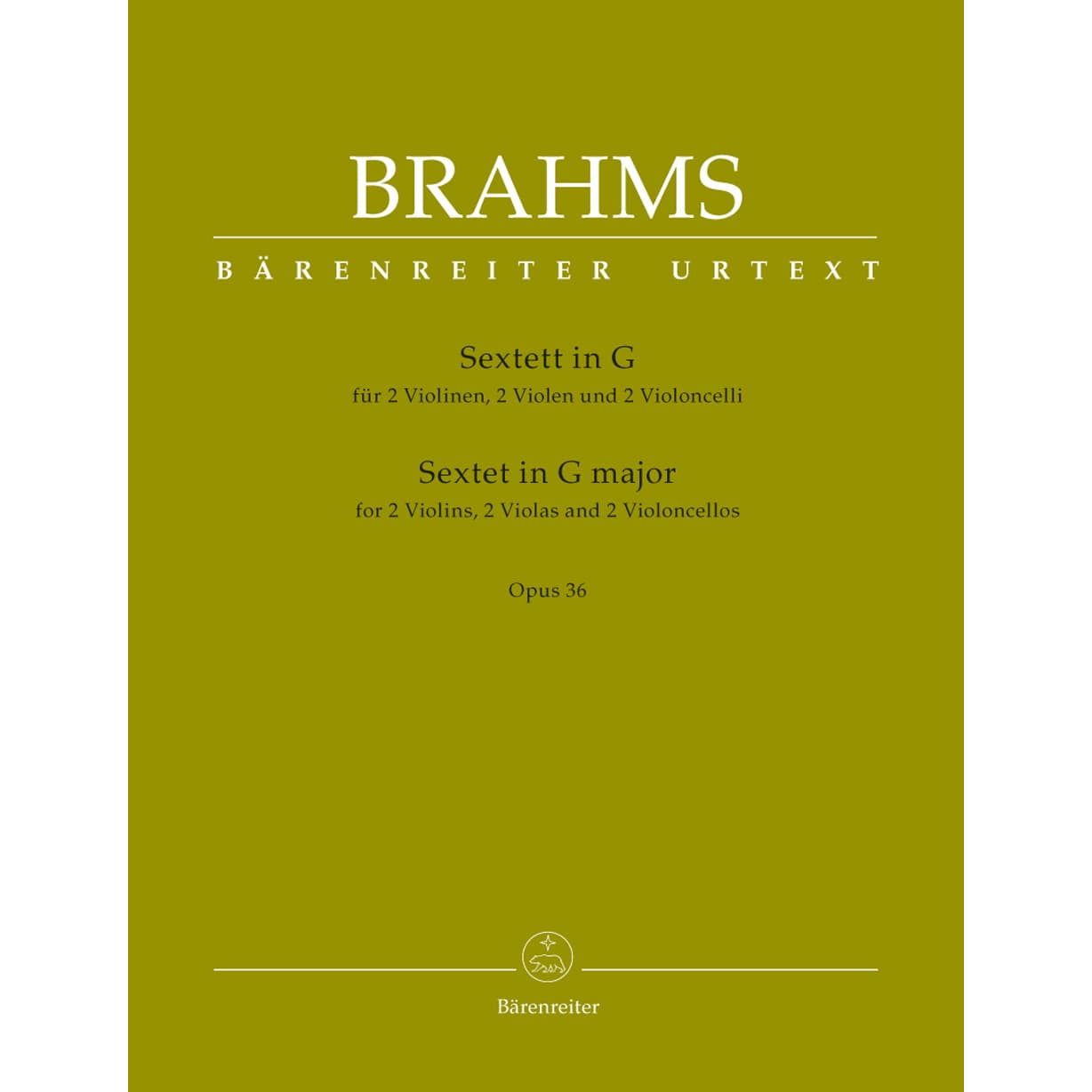 Brahms, Johannes - Sextet in G Major, Op 36 for 2 Violins, 2 Violas and 2 Cellos - edited by Christopher Hogwood - Bärenreiter