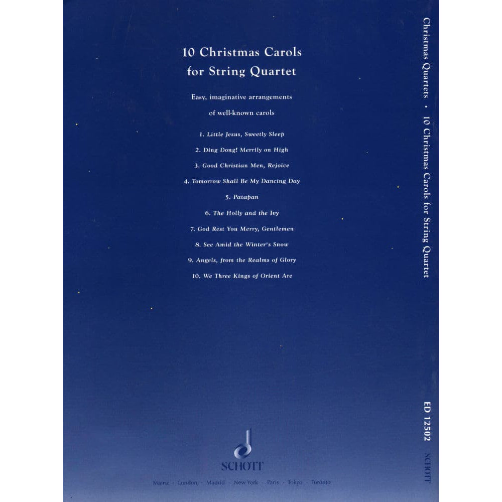 Turner, Barrie Carson - Christmas Quartets - 10 Christmas Carols for String Quartets -  Published by Schott Music