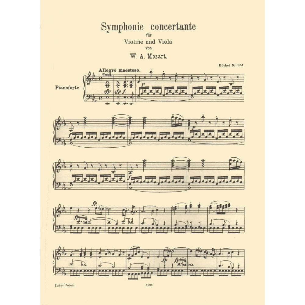 Mozart, WA - Sinfonia Concertante in E-flat Major, K 364 - Violin and Viola with Piano - edited by Carl Herrmann - Edition Peters