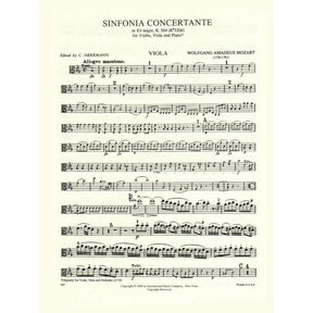Mozart, WA - Symphonie Concertante in E-flat Major, K 364 - Violin and Viola with Piano - edited by Joseph Hellmesberger - International Music Co