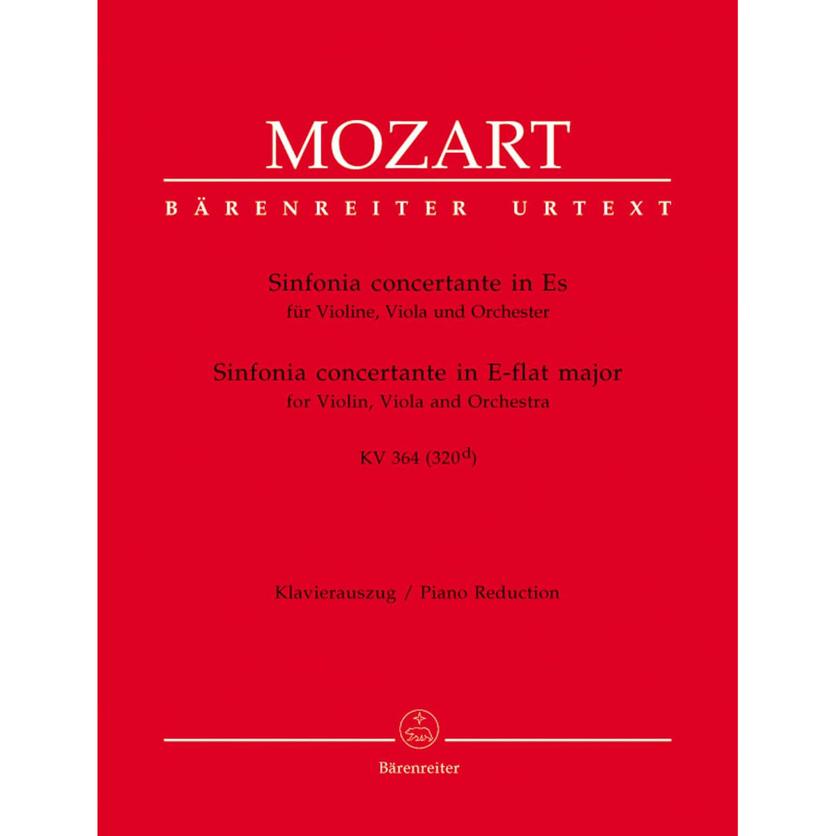 Mozart, WA - Sinfonia Concertante in E-flat Major, K 364 - Violin and Viola with Piano - edited by Christoph Hellmut Mahling - Bärenreiter Verlag URTEXT