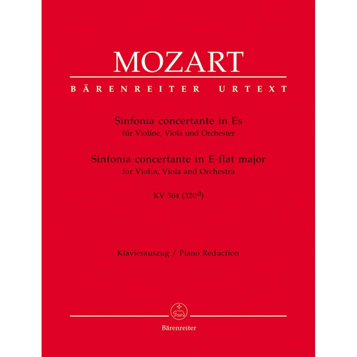 Mozart, WA - Sinfonia Concertante in E-flat Major, K 364 - Violin and Viola with Piano - edited by Christoph Hellmut Mahling - Bärenreiter Verlag URTEXT