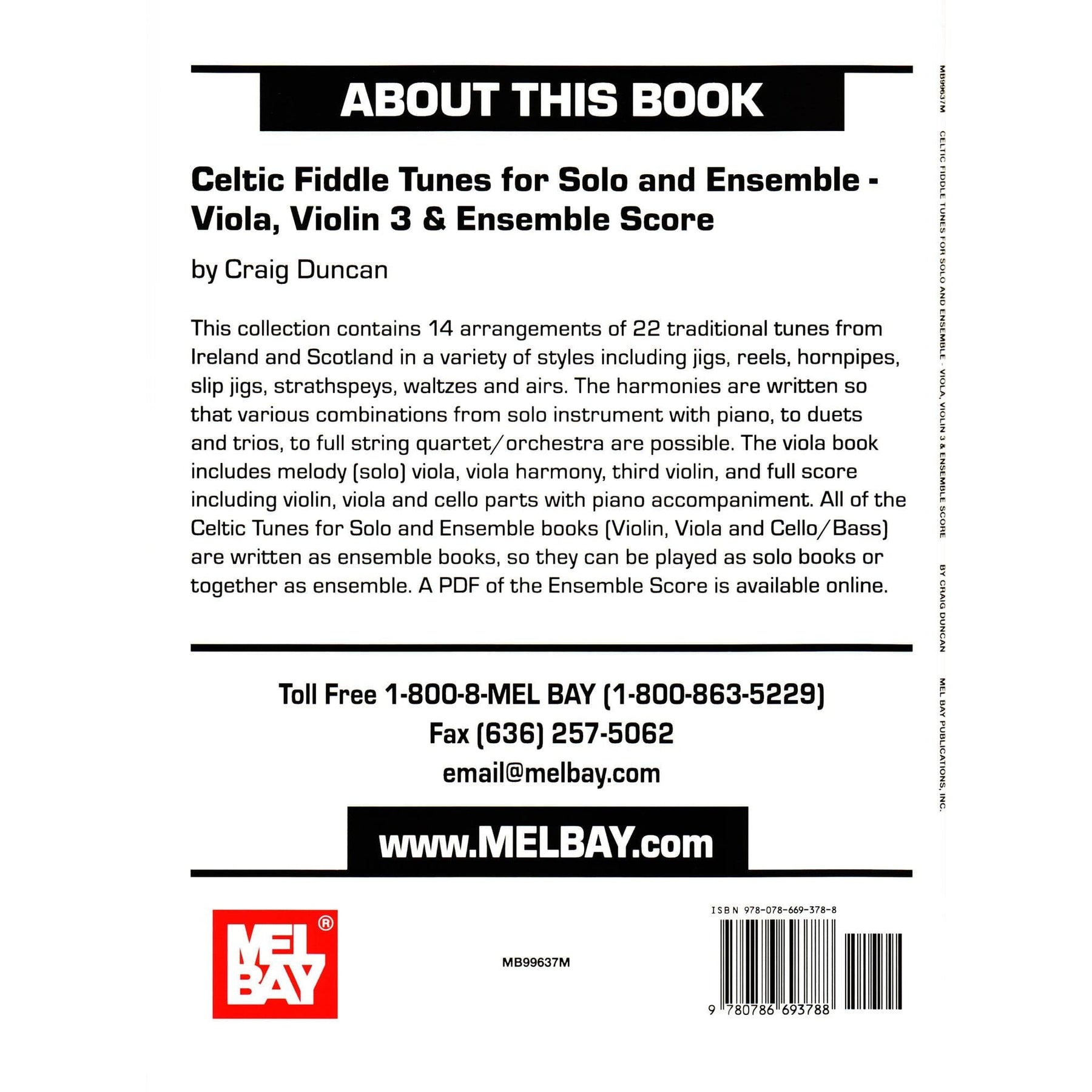 Duncan, Craig - Celtic Fiddle Tunes for Solo and Ensemble - Viola/3rd Violin parts - Ensemble Score included - Mel Bay Publications