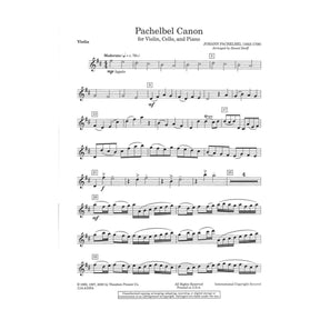 Pachelbel, Johann - Canon for Piano Trio Violin, Cello, and Piano Arranged by Daniel Dorff Published by Theodore Presser Company