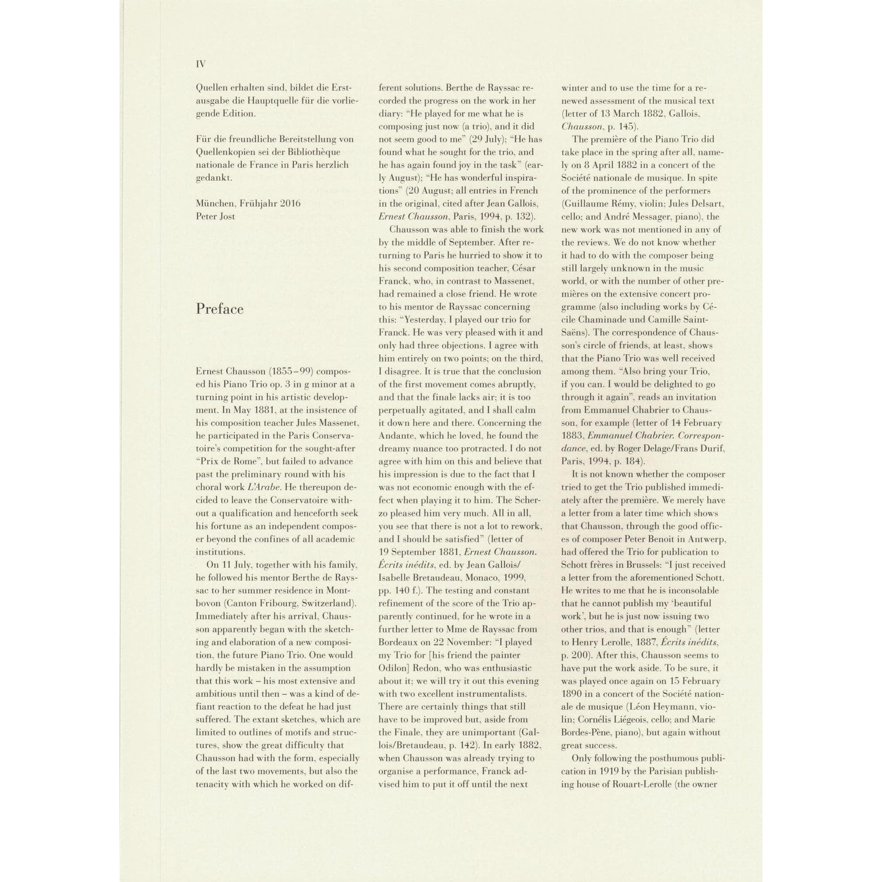 Chausson, Ernest - Piano Trio in G minor, Opus 3 - for Violin, Cello, and Piano - Edited by Peter Jost and Klaus Schilde - G Henle URTEXT