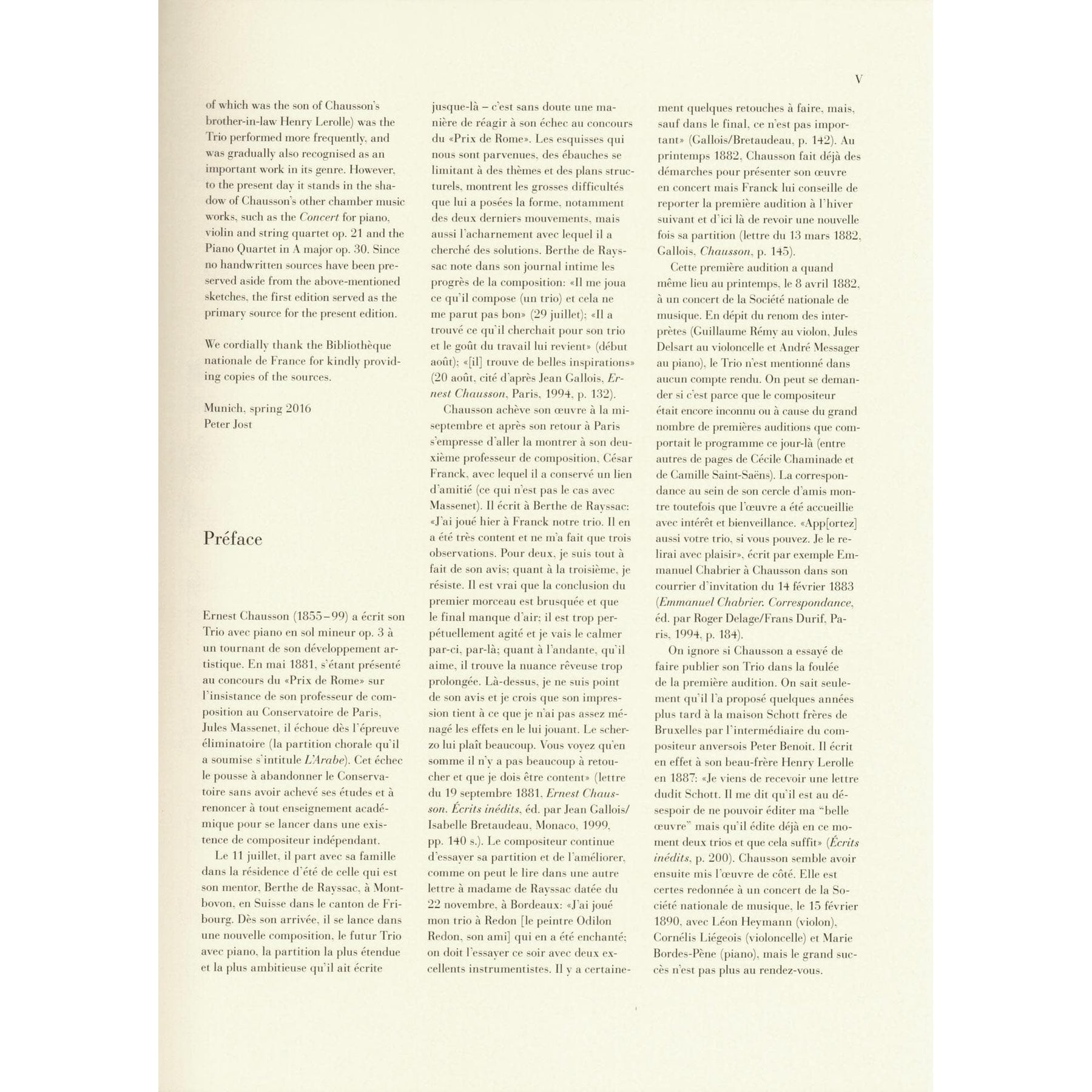 Chausson, Ernest - Piano Trio in G minor, Opus 3 - for Violin, Cello, and Piano - Edited by Peter Jost and Klaus Schilde - G Henle URTEXT