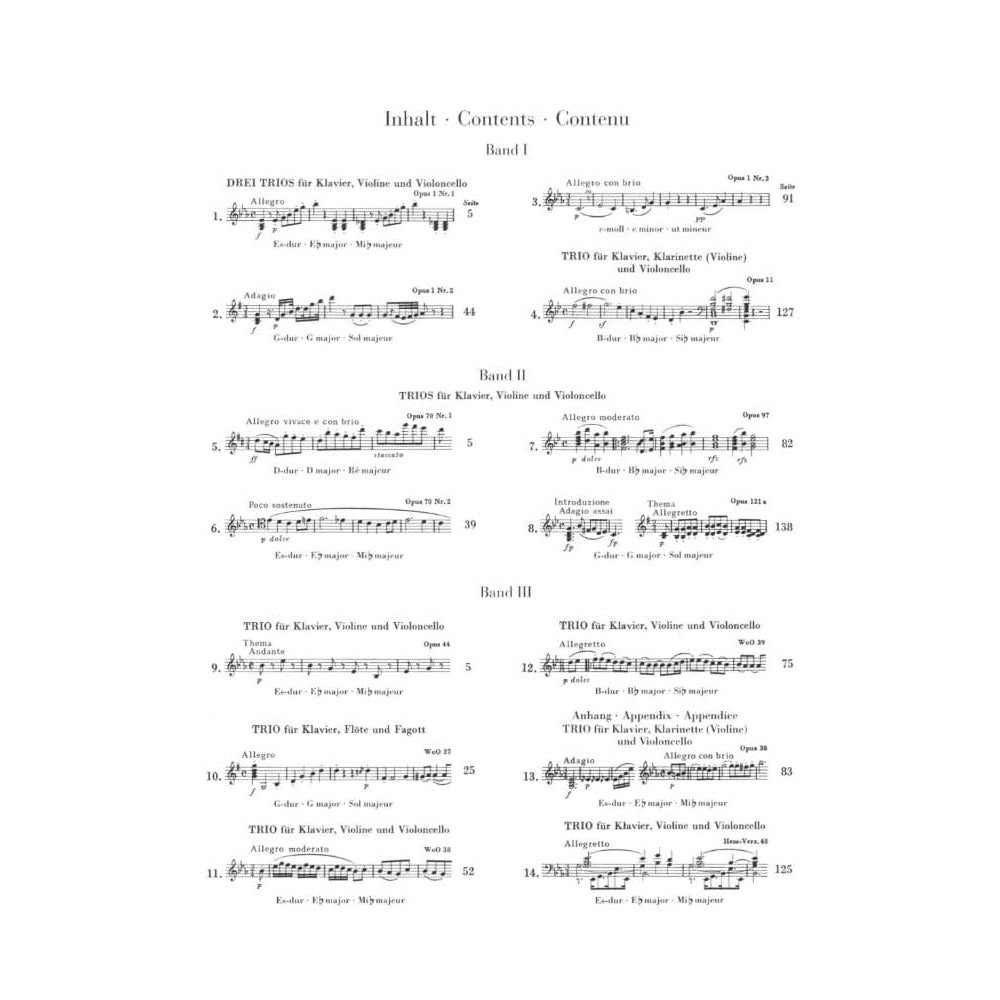Beethoven, Ludwig - Piano Trios Volume 1 for Violin, Cello and Piano - Henle Verlag URTEXT Edition