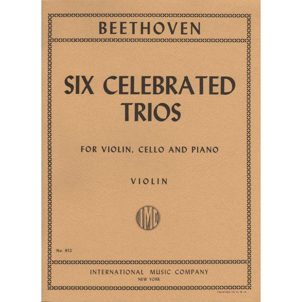 Beethoven, Ludwig - 6 Celebrated Trios Op 1, 11, 70, 97, 121a for Violin, Cello and Piano - Arranged by David - International Edition