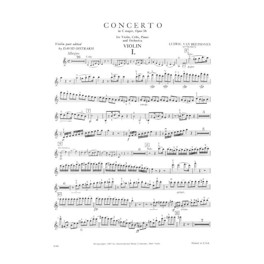 Beethoven, Ludwig - Triple Concerto in C Major for Violin, Cello, Piano and Orchestra, Op 56 - Arranged by Oistrakh-Rose - International Edition