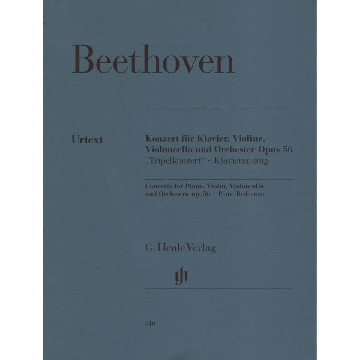 Beethoven, Ludwig - Triple Concerto in C Major Op 56 for Violin, Cello and Piano - Henle Verlag URTEXT Edition