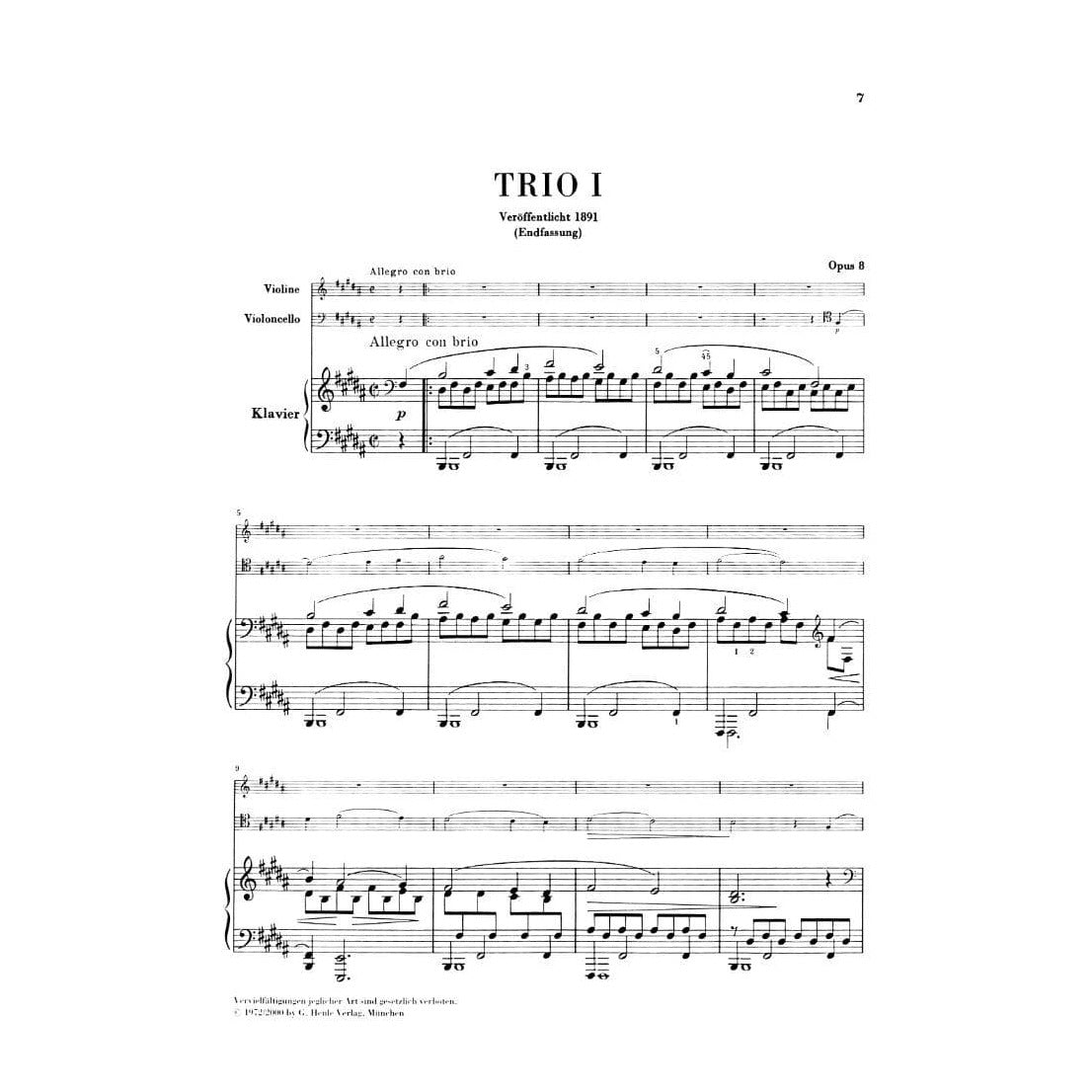 Brahms, Johannes - Piano Trios for Violin, Cello and Piano - Henle Verlag URTEXT Edition