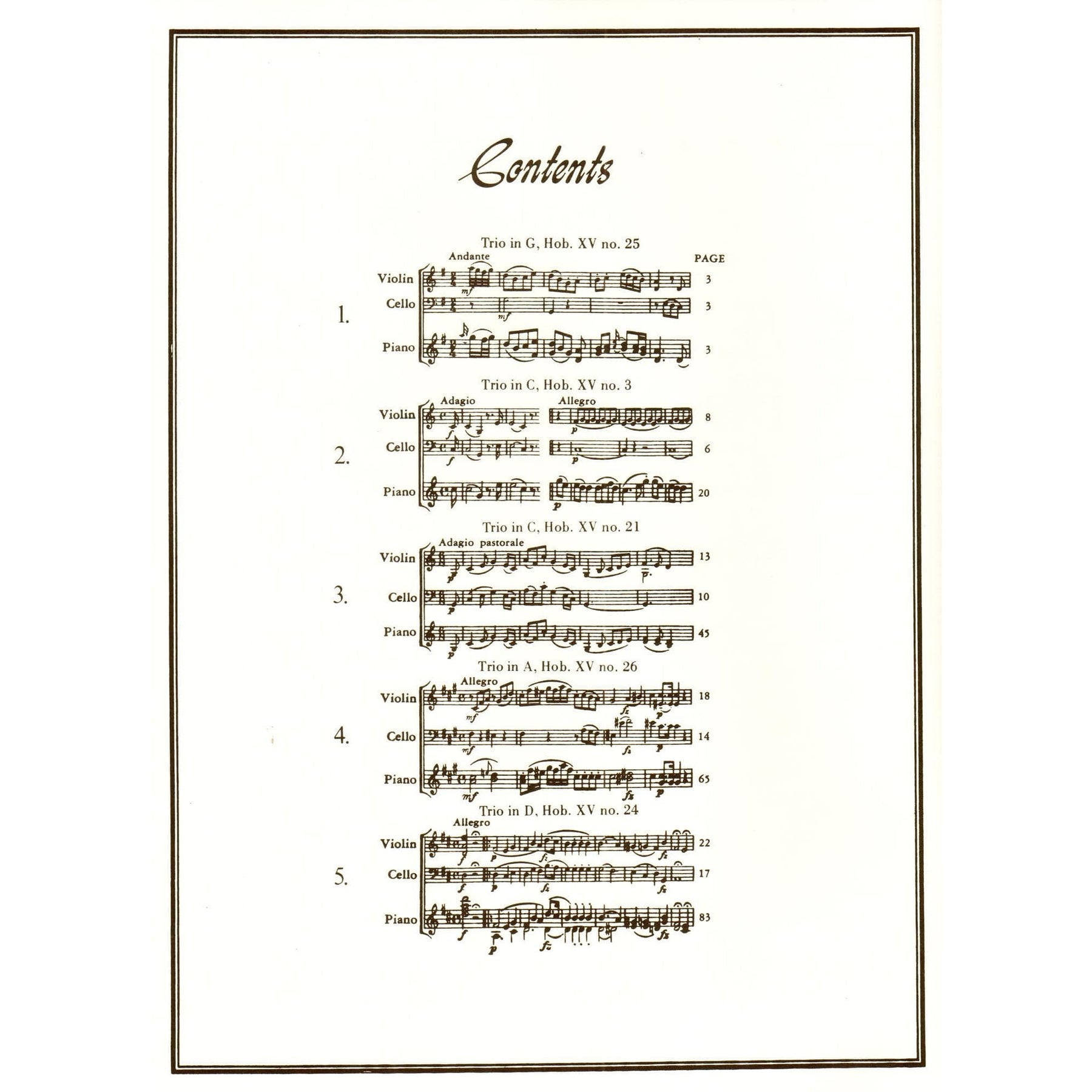 Haydn, Franz Joseph - Five Celebrated Piano Trios - Violin, Cello, and Piano - edited by Hermann - International Edition