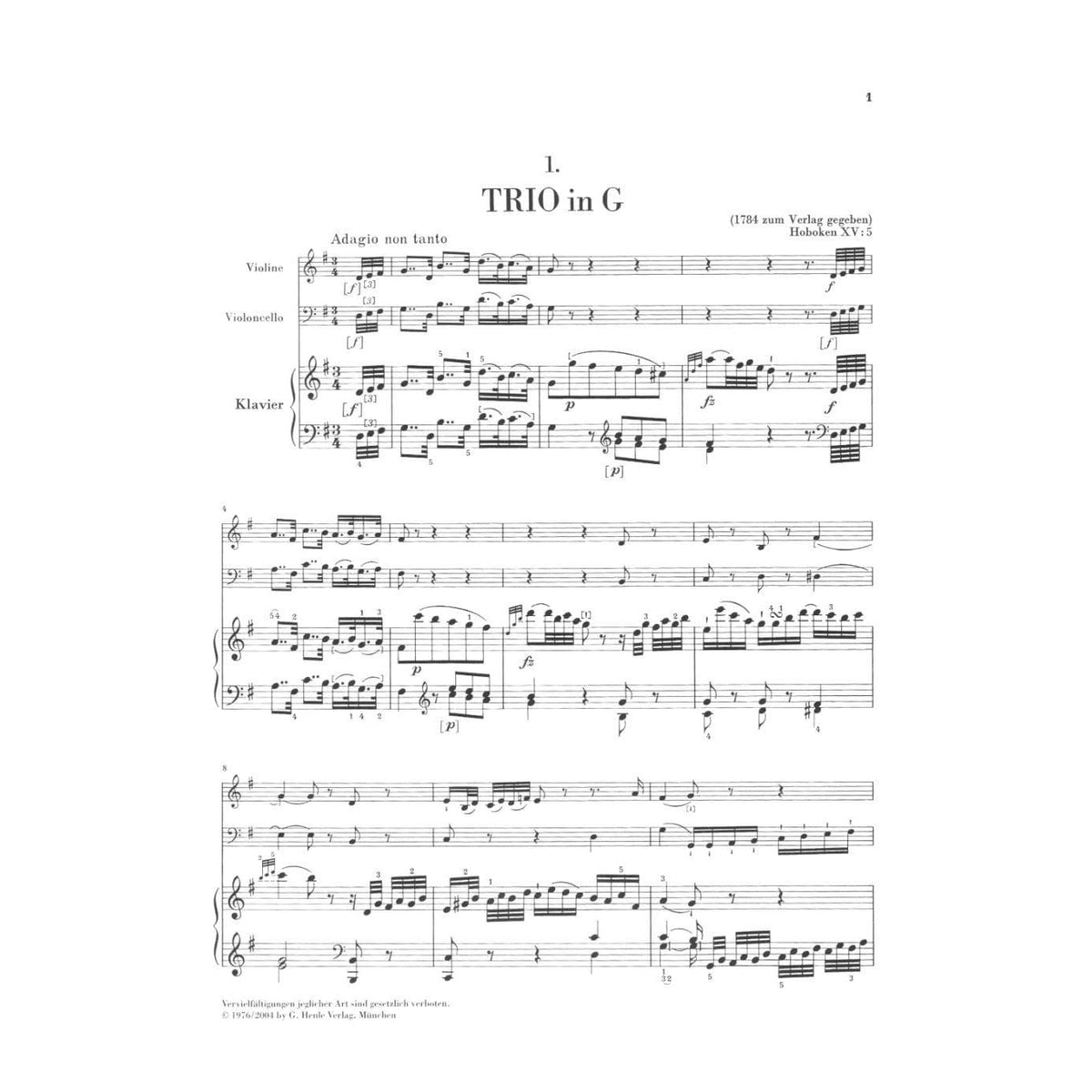 Haydn, Franz Joseph - Piano Trios, Volume 2 - Violin, Cello, and Piano - edited by Wolfgang Stockmeier - G Henle Verlag URTEXT