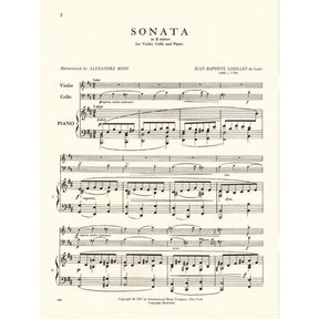 Loeillet, Jean-Baptiste (de Gant) - Sonata in b minor - Violin, Cello, and Piano - edited by Alexandre Beon - International Music Co