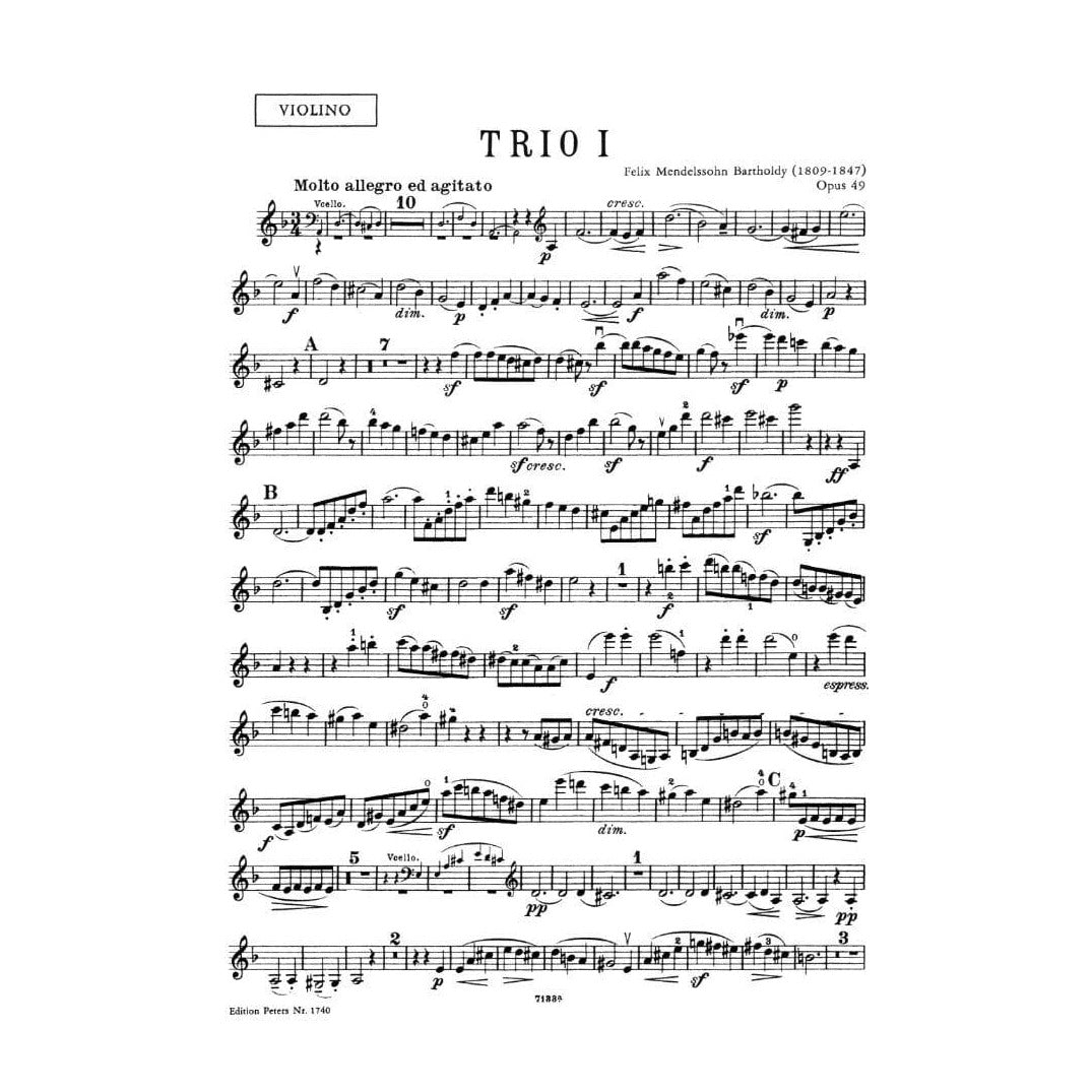 Mendelssohn, Felix - Piano Trios, Op 49 and 66 - Violin, Cello, and Piano - Edition Peters