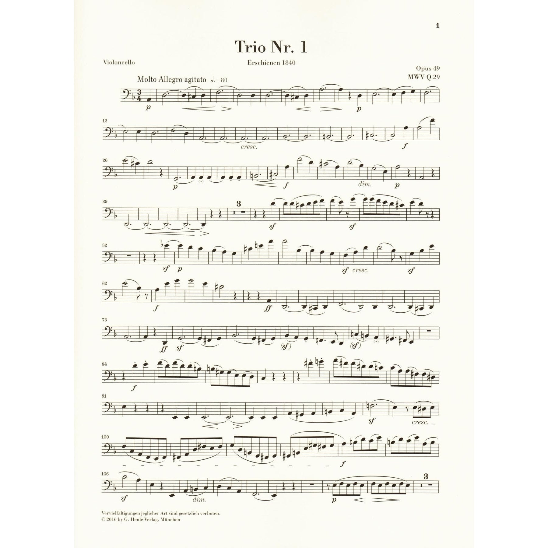 Mendelssohn, Felix - Piano Trios, Op 49 and 66 - Violin, Cello, and Piano - G Henle Verlag URTEXT