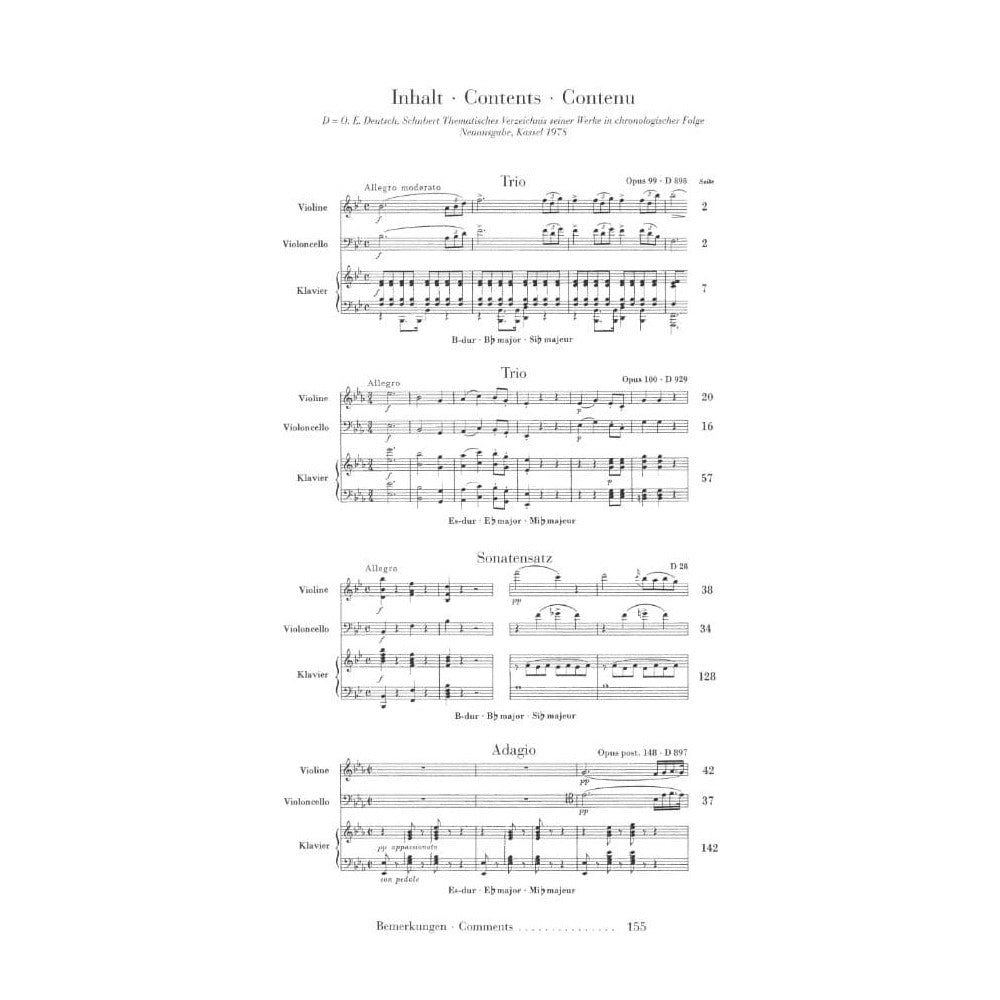 Schubert, Franz - Piano Trios, Op 99, 100, 148 URTEXT Published by G Henle Verlag