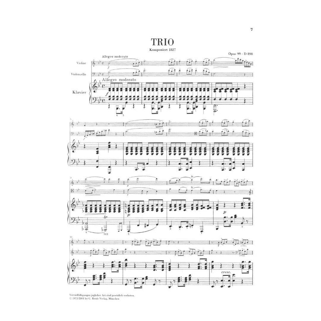 Schubert, Franz - Piano Trios, Op 99, 100, 148 URTEXT Published by G Henle Verlag