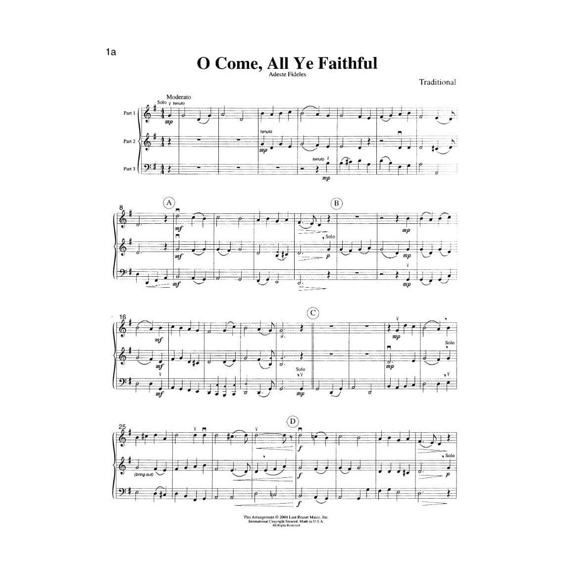 Music for Three, Christmas Score Published by Last Resort Music
