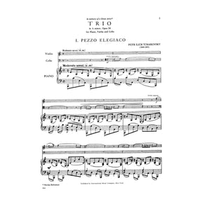 Tchaikovsky, Pyotr Ilyich - Piano Trio in a minor Op 50 For Violin, Cello and Piano Published by International Music Company