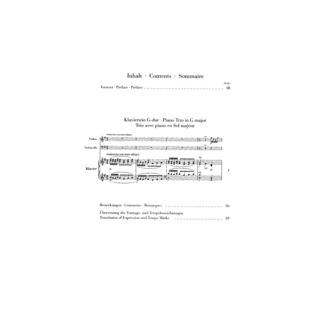 Debussy, Claude - Trio In G Major for Violin, Cello, and Piano - Edited by Ellwood Derr - G Henle Verlag URTEXT