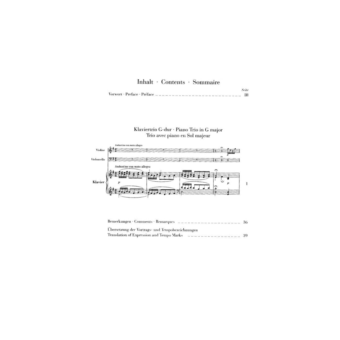 Debussy, Claude - Trio In G Major for Violin, Cello, and Piano - Edited by Ellwood Derr - G Henle Verlag URTEXT
