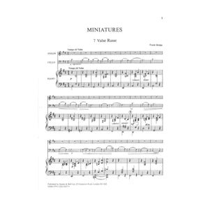 Bridge, Frank - Miniatures for Piano Trio Set 3 Nos 7-9 for Violin, Cello and Piano - Stainer and Bell Publication
