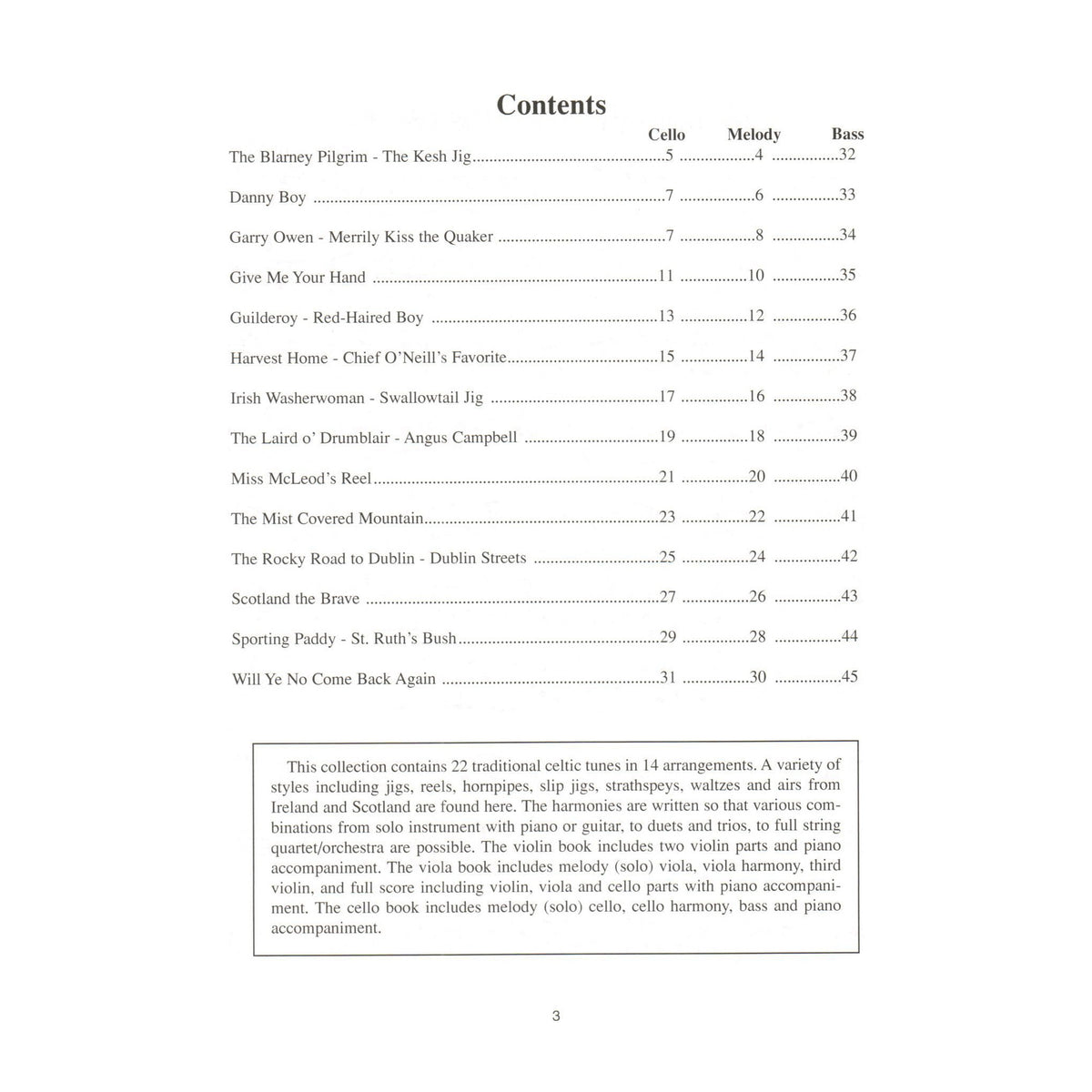 Duncan, Craig - Celtic Fiddle Tunes for Solo and Ensemble - Cello/Bass parts with Piano Accompaniment - Mel Bay Publications