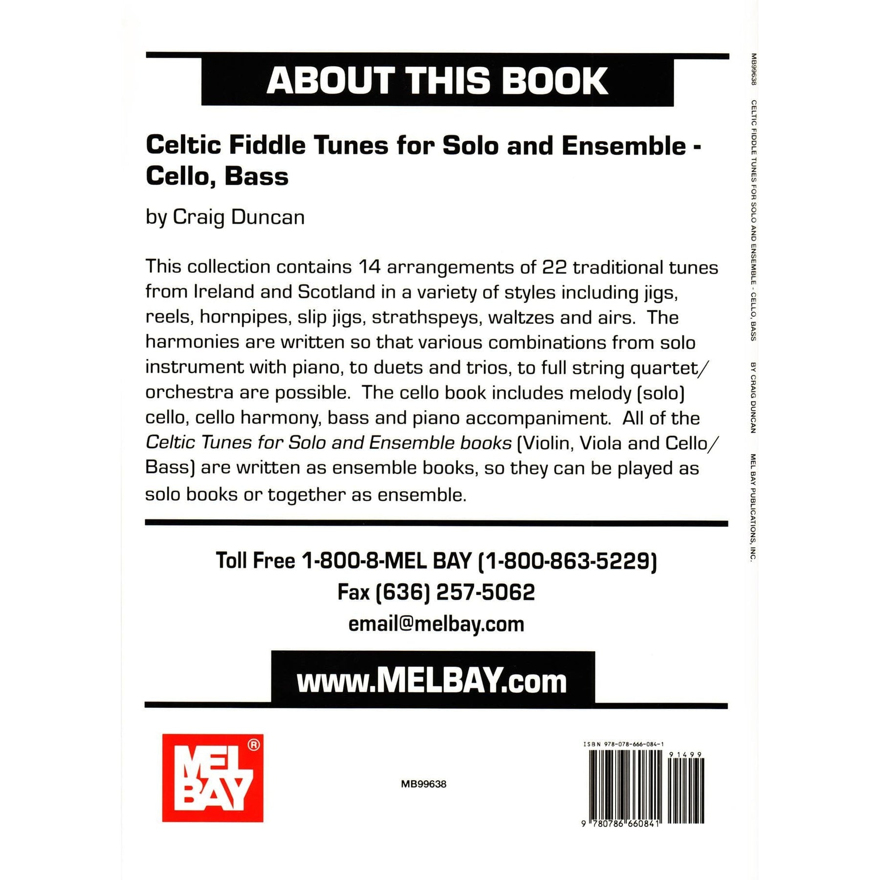Duncan, Craig - Celtic Fiddle Tunes for Solo and Ensemble - Cello/Bass parts with Piano Accompaniment - Mel Bay Publications