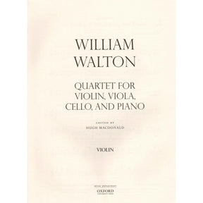 Walton, William - Quartet for Violin, Viola, Cello, and Piano - edited by Hugh MacDonald - Oxford University Press