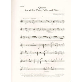 Walton, William - Quartet for Violin, Viola, Cello, and Piano - edited by Hugh MacDonald - Oxford University Press