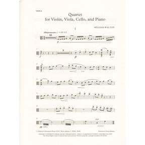 Walton, William - Quartet for Violin, Viola, Cello, and Piano - edited by Hugh MacDonald - Oxford University Press