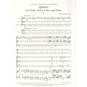 Walton, William - Quartet for Violin, Viola, Cello, and Piano - edited by Hugh MacDonald - Oxford University Press